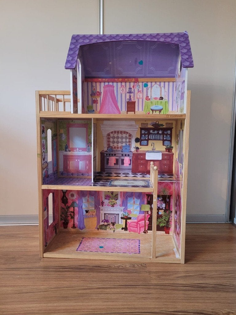 Groot KidKraft houten poppenhuis – 3 verdiepingen, Ophalen, Gebruikt, Poppenhuis