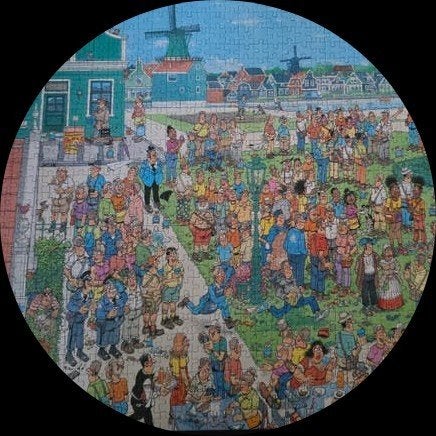 Jan van Haasteren Op de Zaanse Schans 1000 stukj, Ophalen, 500 t/m 1500 stukjes, Zo goed als nieuw, Legpuzzel