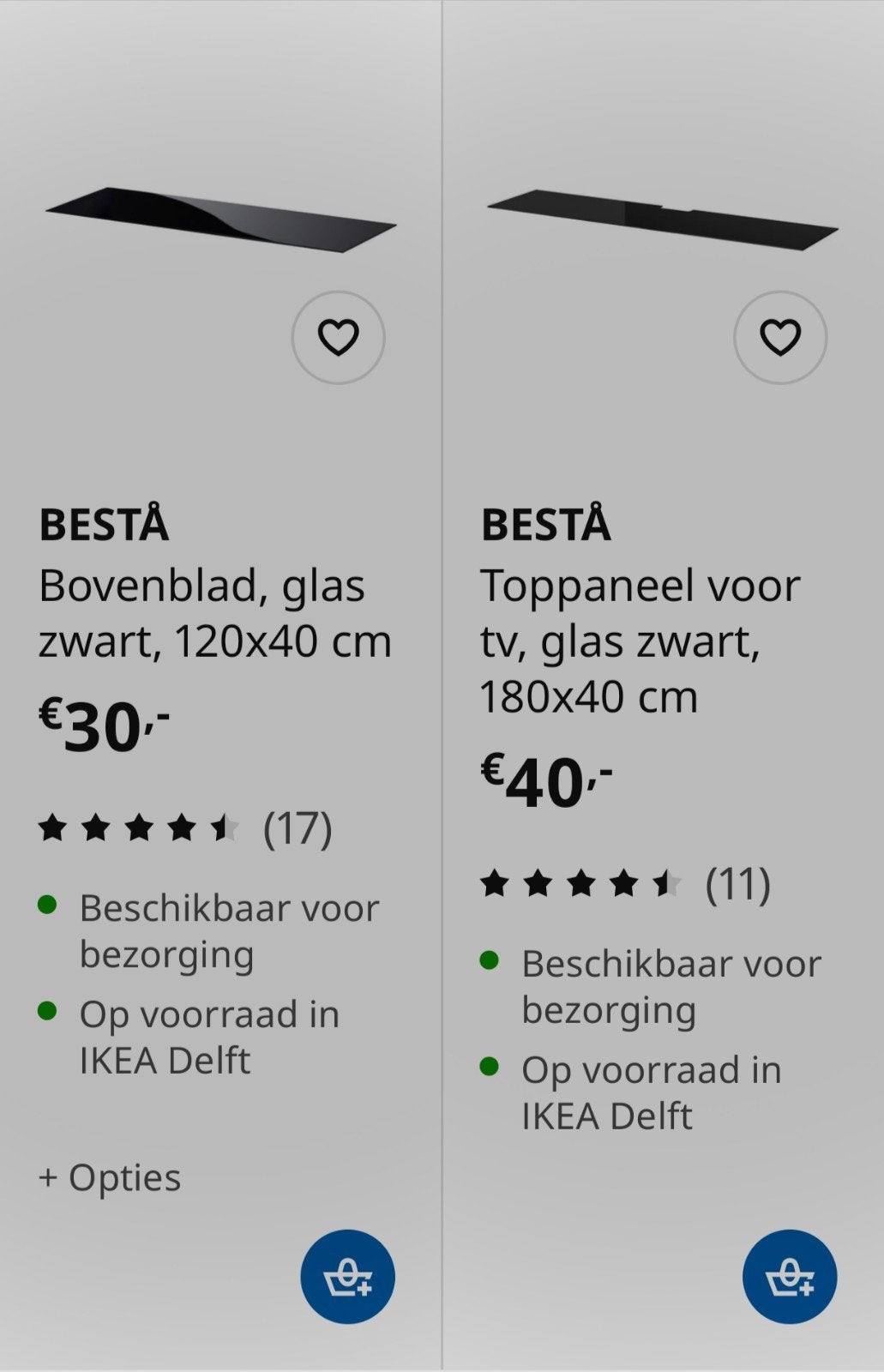 BESTÅ Bovenblad, glas zwart, Ophalen, 100 tot 150 cm, Nieuw, Glas