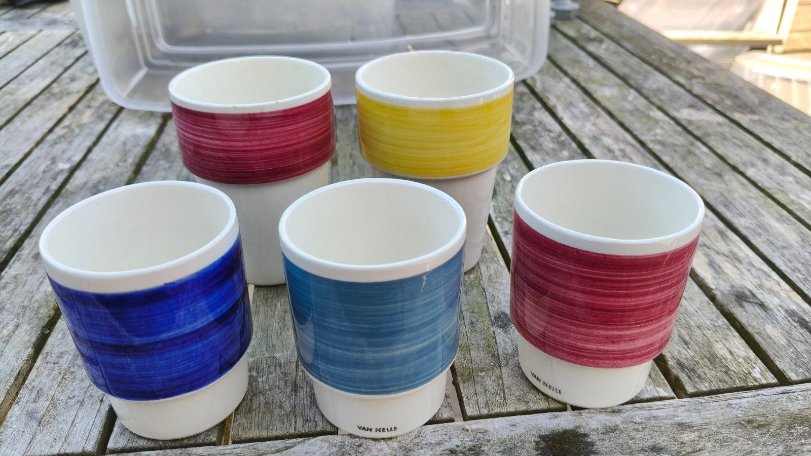 Vintage Van Nelle en Sphinx bekers - set van 5, Ophalen of Verzenden