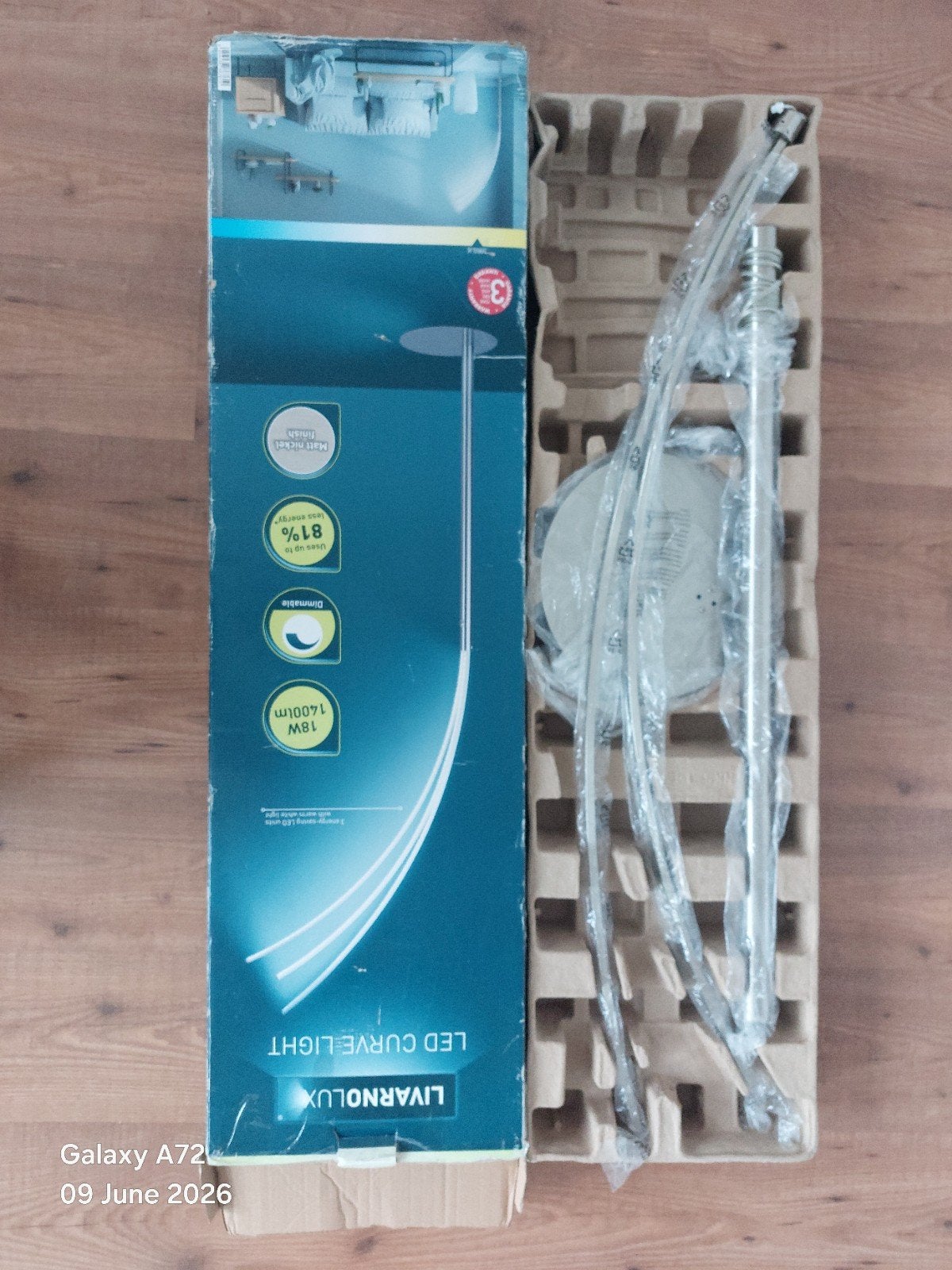 LIVARNO LUX LED Curve-Light Vloerlamp, Nieuw in doos, Ophalen of Verzenden, Nieuw, 150 tot 200 cm