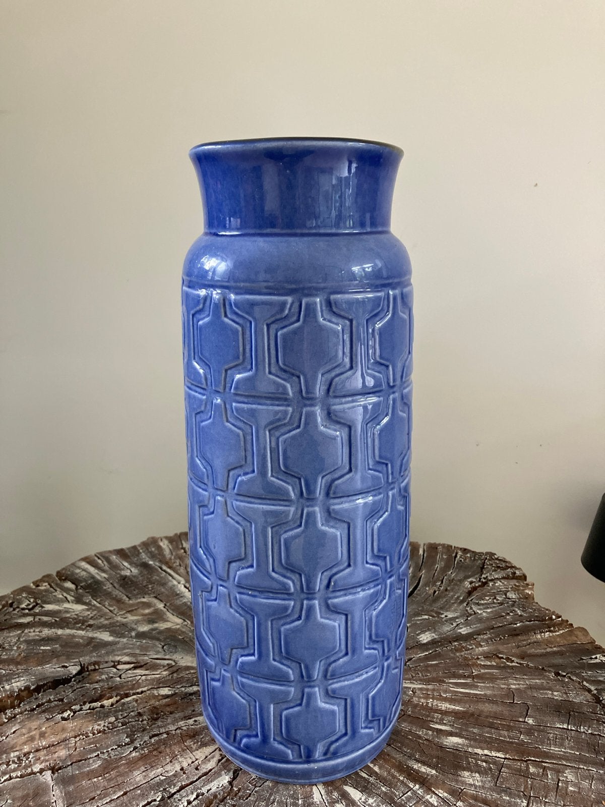 Vintage Oostenrijkse vaas, kobaltblauw, geometrisch patroon, Ophalen