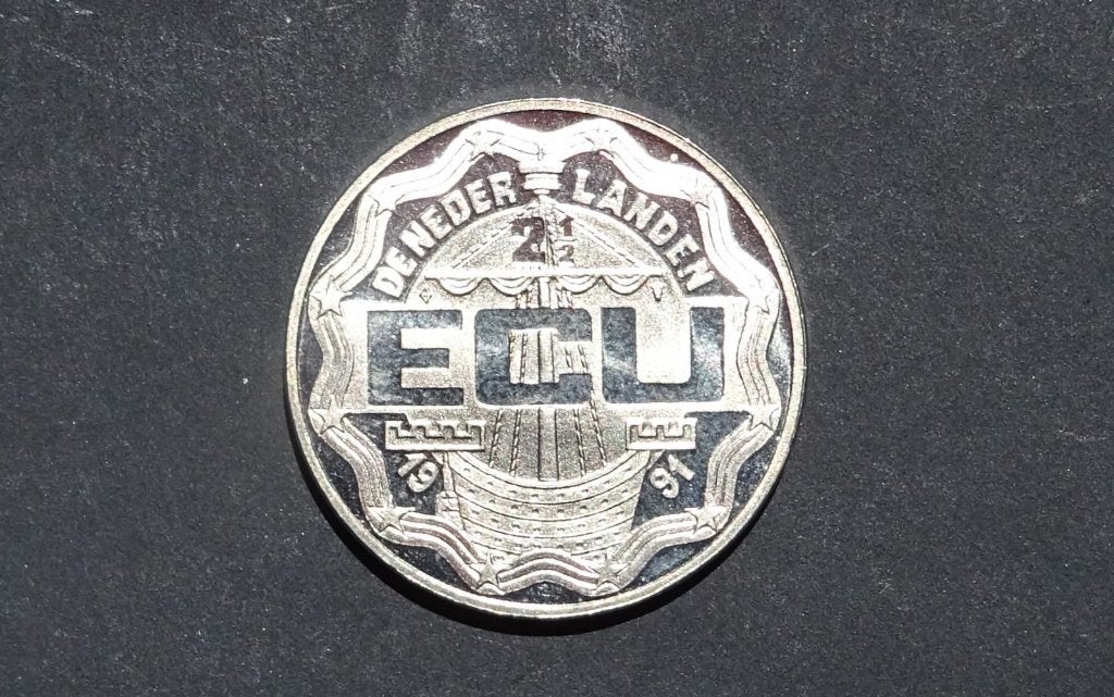 2½ ECU 1991 De Nederlanden 1991 Erasmus, UNC, Postzegels en Munten, Munten | Nederland, Ophalen of Verzenden, Koningin Beatrix
