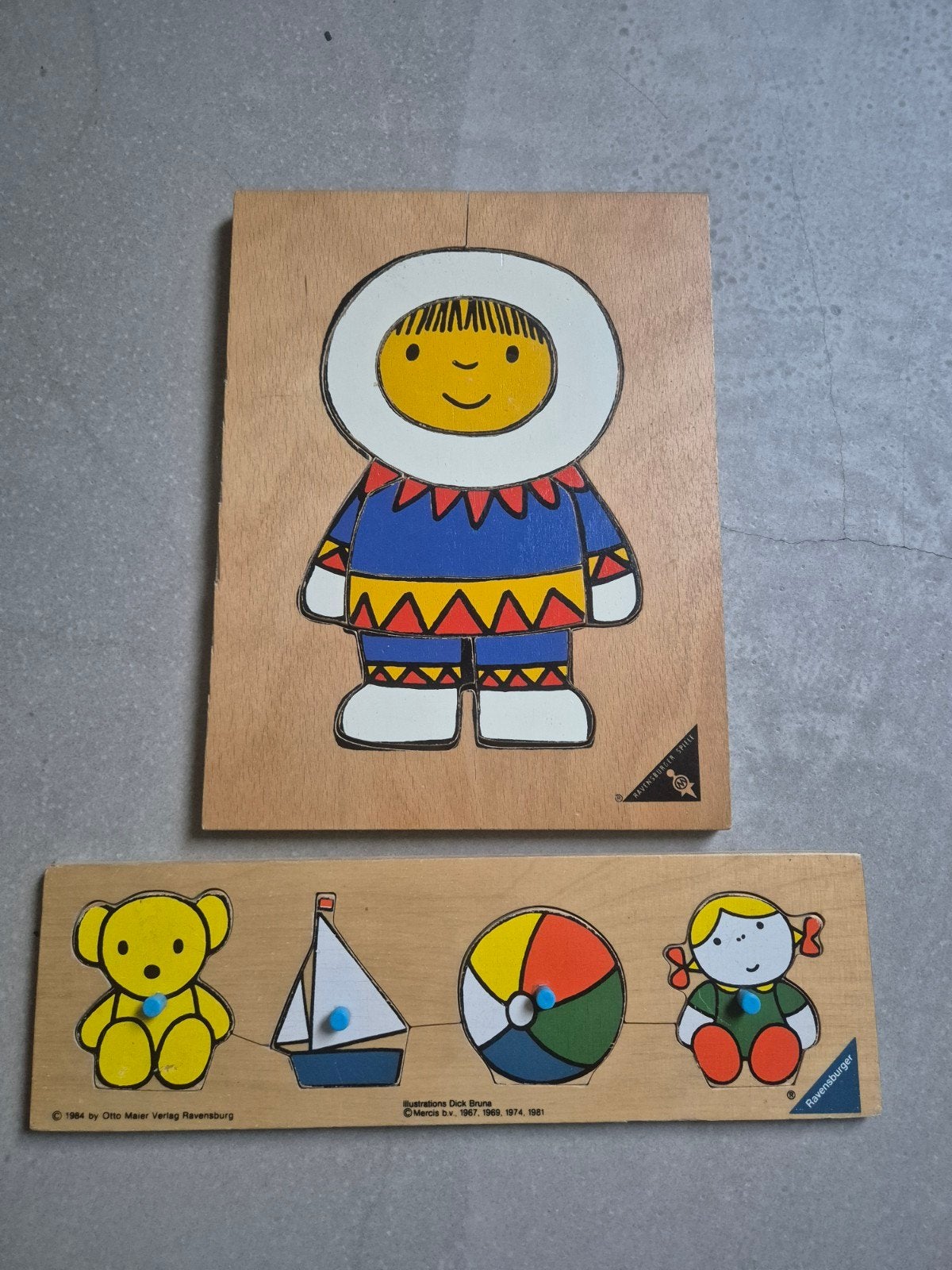 Vintage Ravensburger Houten Puzzels Dick Bruna & Eskimo, Ophalen of Verzenden, Gebruikt, Overige typen