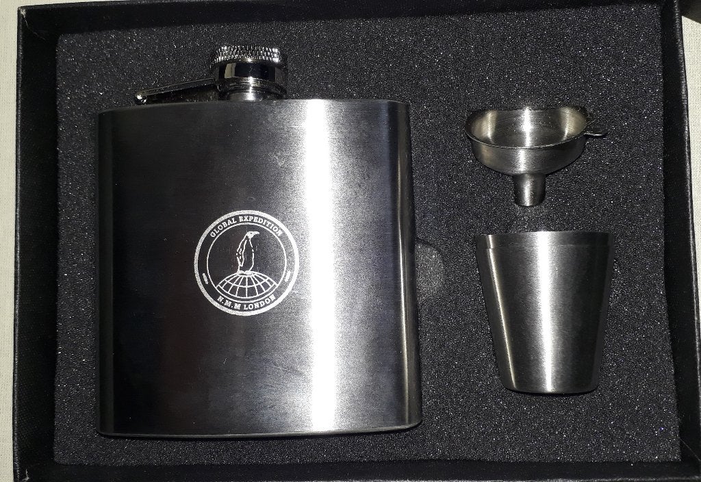 Heupflaconset roestvast staal + drinkbekers  fraaie cassette, Ophalen of Verzenden, Nieuw