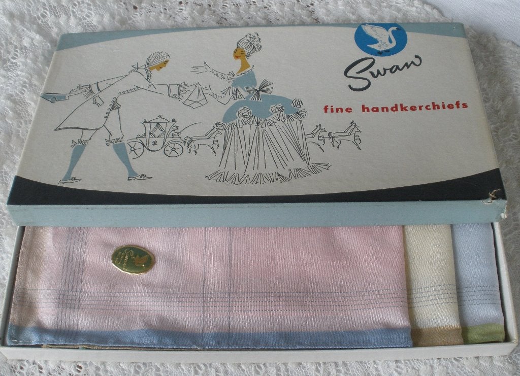 Vintage doosje Swan Dames zakdoekjes / nr.2, Ophalen of Verzenden
