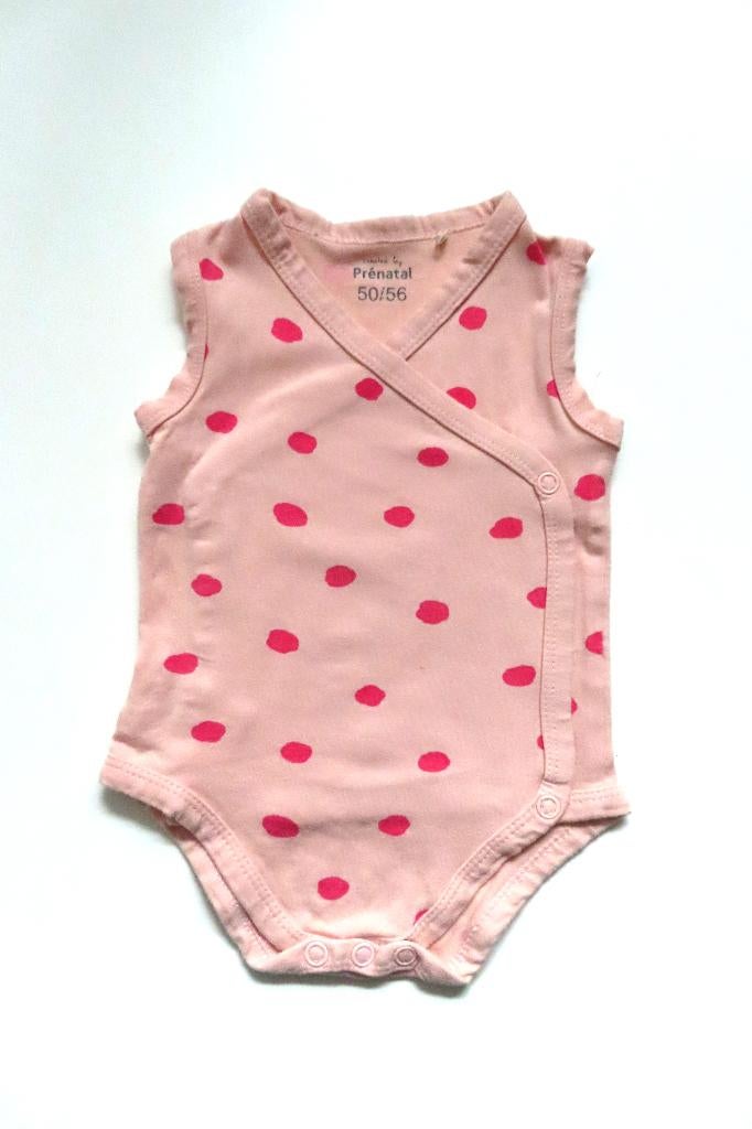 Rompertje met Overslag Roze met Stip Prenatal  50/56 (4409), Kinderen en Baby's, Babykleding | Maat 50, Nacht- of Onderkleding