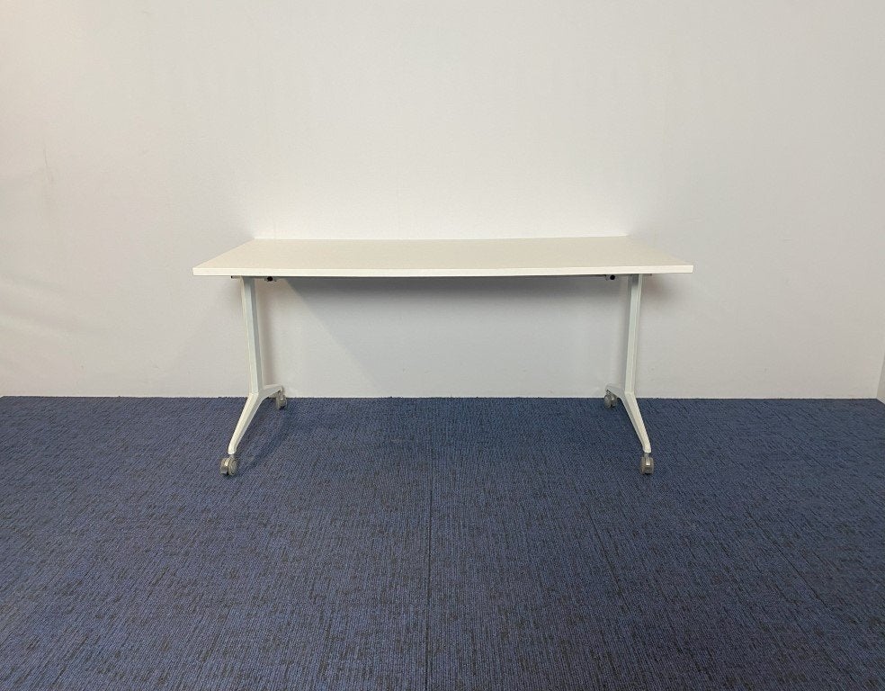 Verrijdbare/inklapbare tafel, wit blad, 160 x 80 cm., Ophalen, Met wielen, Gebruikt