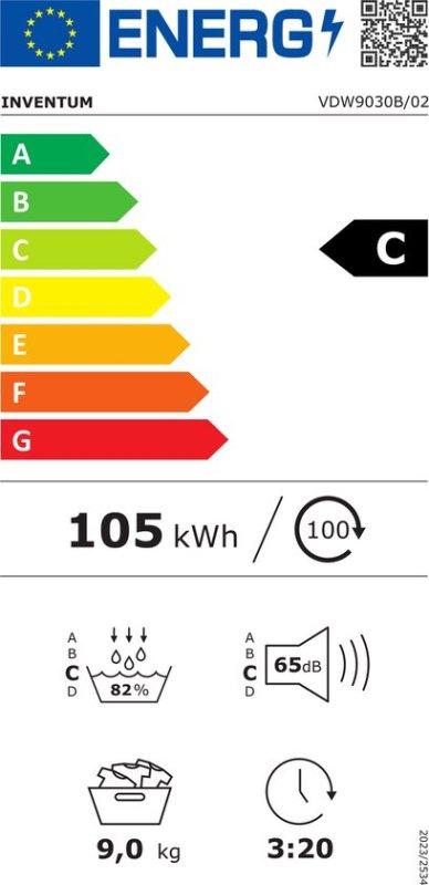 Inventum warmtepompdroger VDW9030B - Zwart, Witgoed en Apparatuur, Minder dan 85 cm, Inventum Huishoudelijke Apparaten B.V., Meander 901 6825 MH Arnhem
