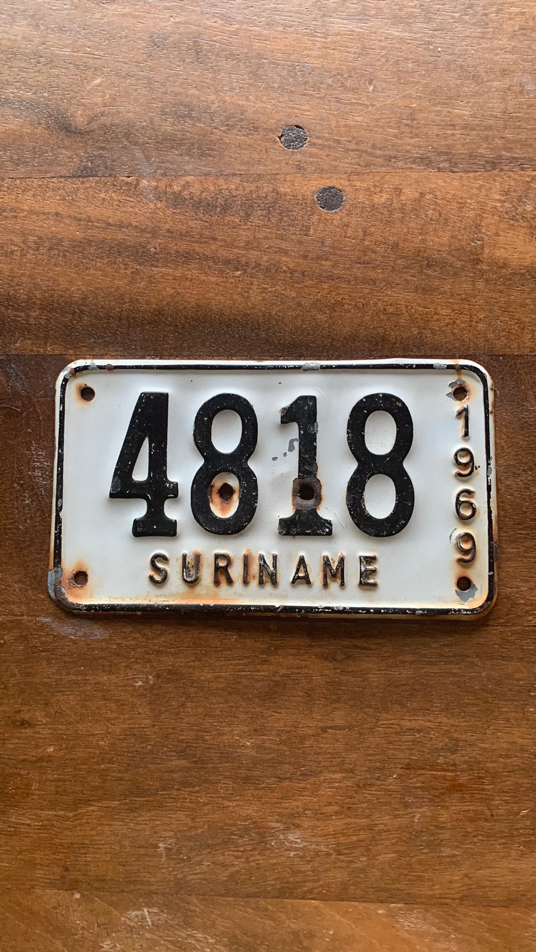 Suriname kentekenplaat brommer moped 1969, Ophalen of Verzenden, Gebruikt, Motoren