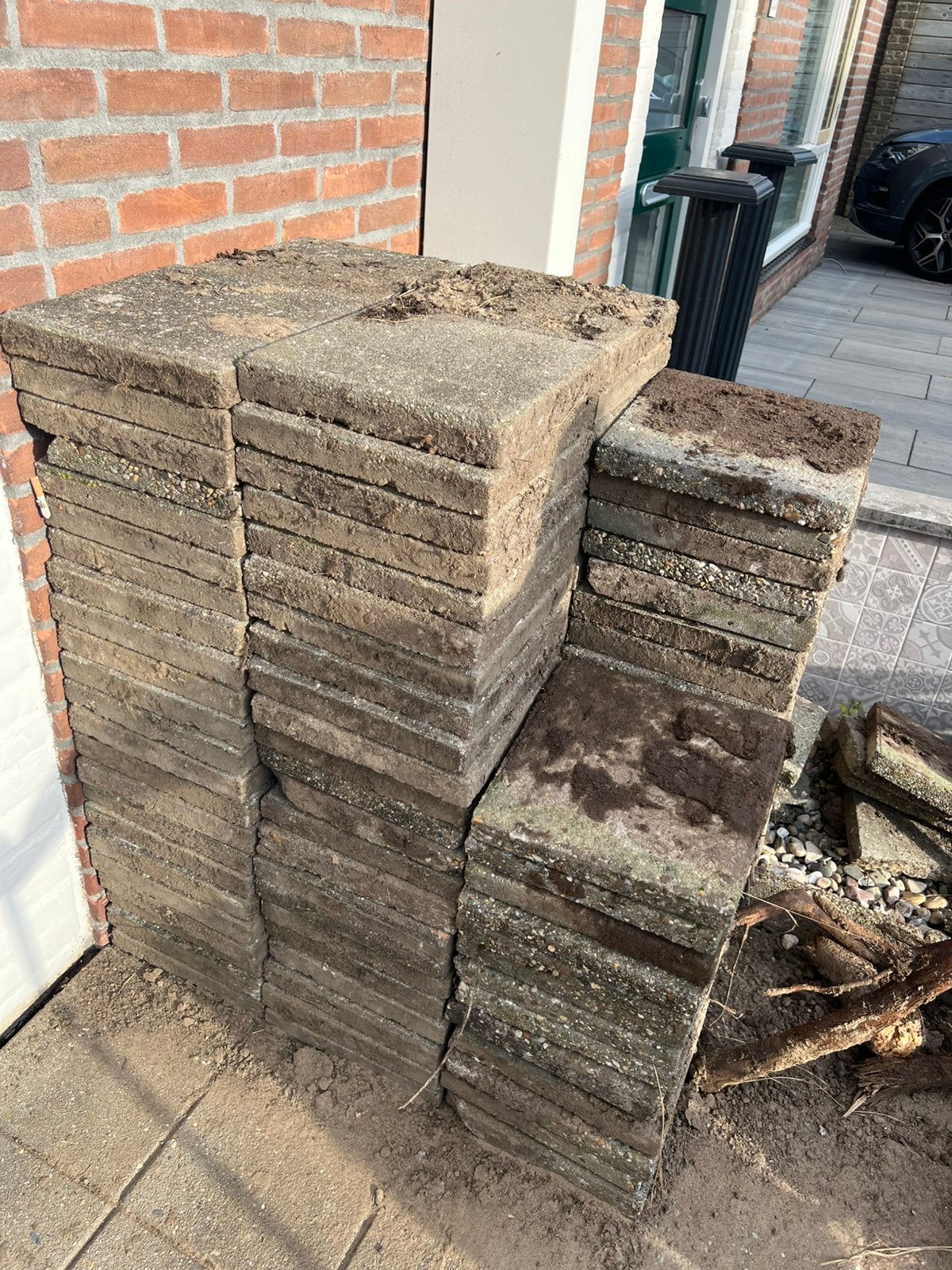 Gratis! Tuintegels, Ophalen, Gebruikt, Beton, Terrastegels