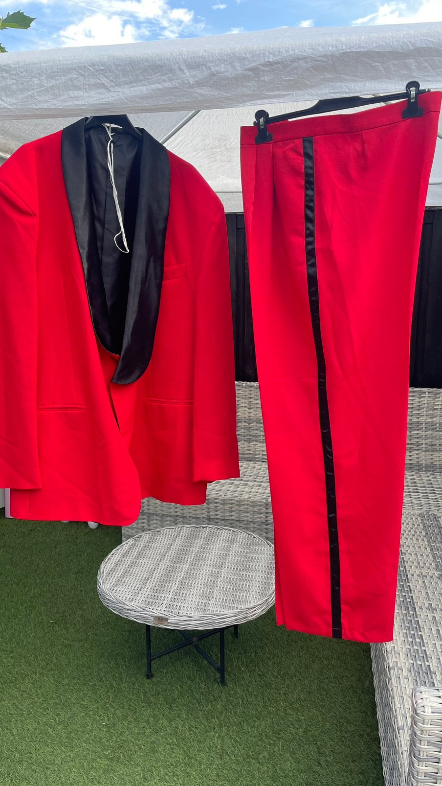 Rood kostuum heren 60, Ophalen of Verzenden, Zo goed als nieuw, Overige maten