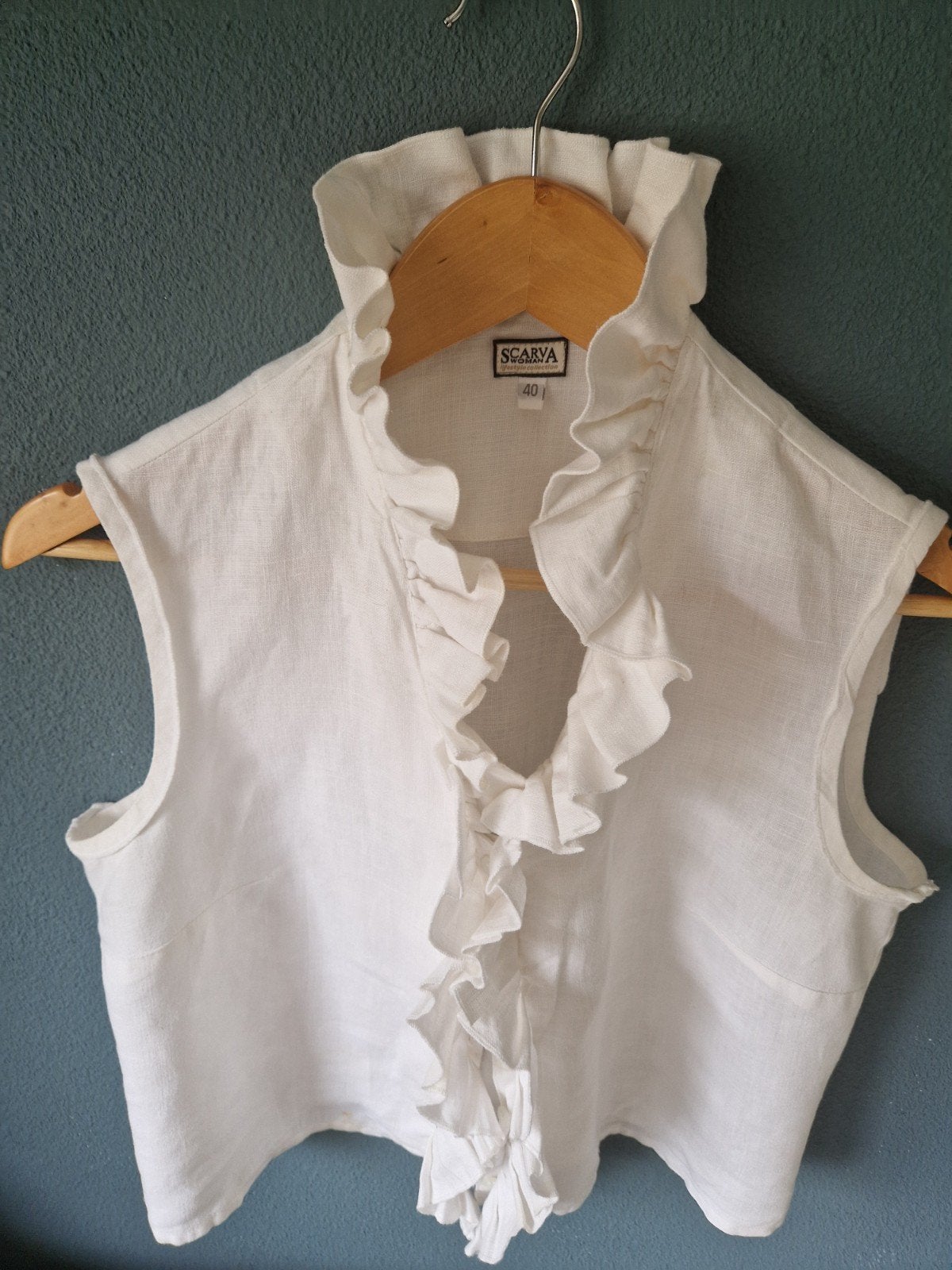 SCHATTIGE KATOENEN "SCARVA" WITTE MOUWLOZE TOP. MT. 40, Maat 38/40 (M), Verzenden, Scarva, Wit