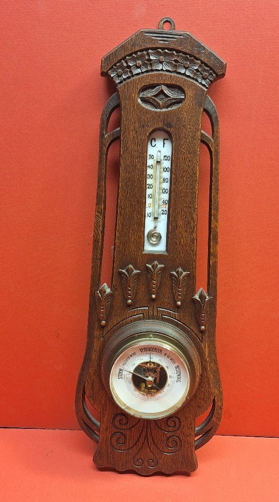 Thermometer barometer in jugendstil stijl, Ophalen of Verzenden