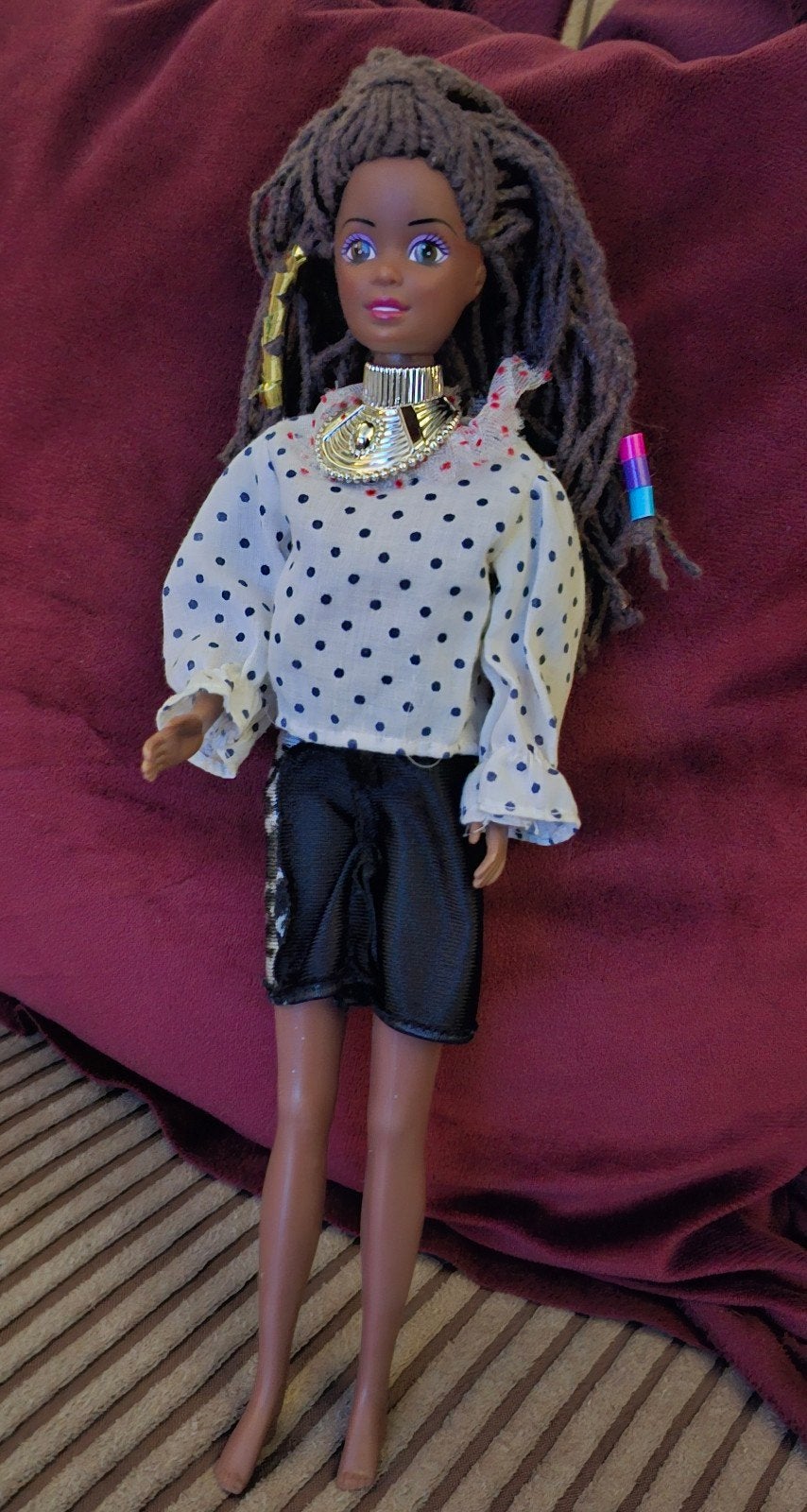 Vintage Barbie pop met dreadlocks en unieke outfit, Ophalen of Verzenden, Gebruikt, Jongen of Meisje