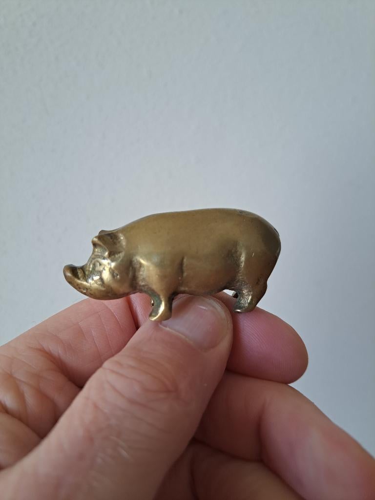 Varken van messing, 5.5x2x2.5cm, Ophalen of Verzenden, Zo goed als nieuw, Boerderijdier, Beeldje of Figuurtje
