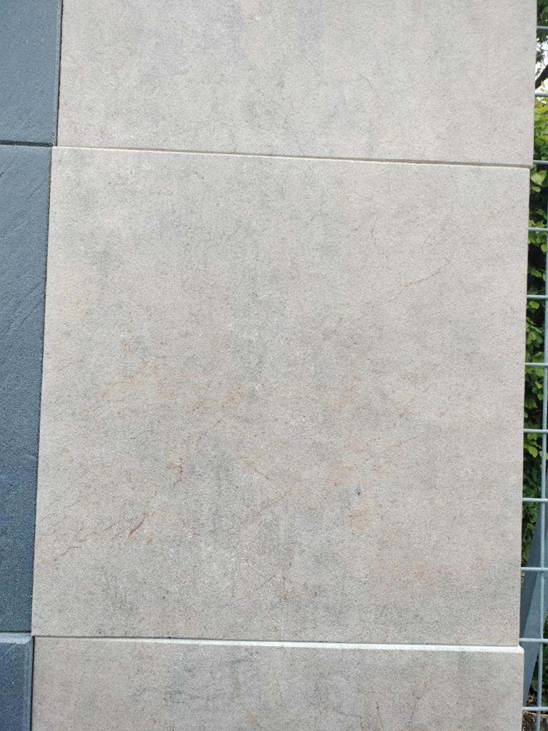 Gecoate tegel naturel beige 60x60x3 cm, Tuin en Terras, Tegels en Klinkers, Ophalen, Keramiek, Zo goed als nieuw, 10 m² of meer