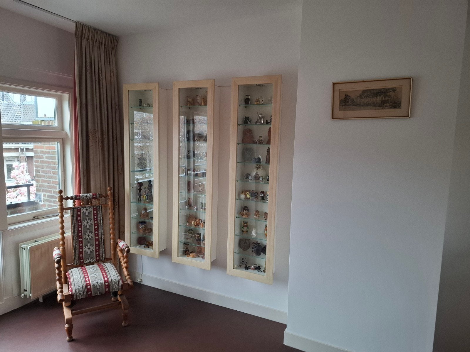 Set van 3 vitrinekasten met glazen planken en verlichting, Huis en Inrichting, Kasten | Vitrinekasten, Ophalen, Met plank(en)