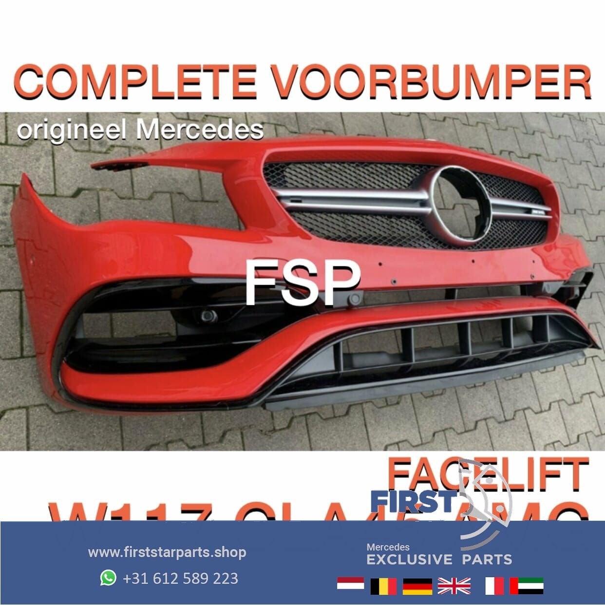 W117 CLA 45 AMG VOORBUMPER COMPLEET CLA45 ROOD origineel Mer, Gebruikt, -, Voor, Ophalen of Verzenden