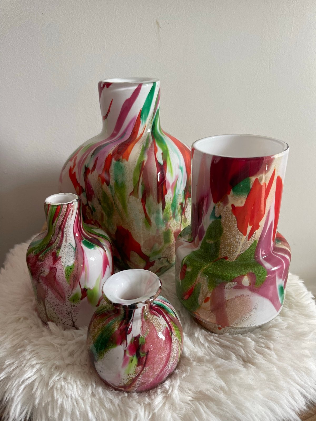 Set van 4 Fidrio Exclusive Collection vazen, Handgemaakt, Meerkleurig, Nieuw, Ophalen of Verzenden