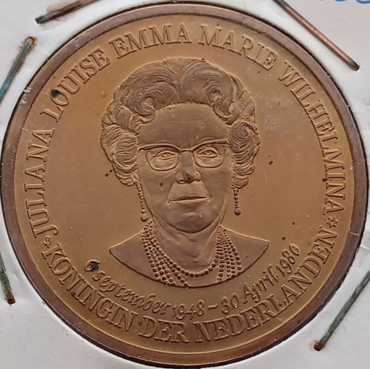 Herdenkingsuitgifte aftreden Koningin Juliana - 1980, Verzenden, Brons, Nederland