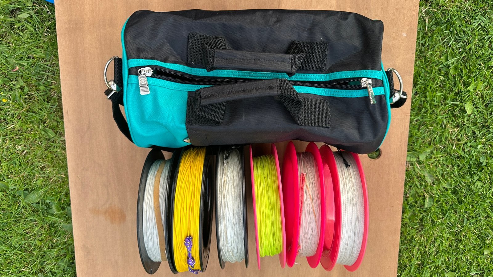 Tas met Katrollen (deels net touw), Ophalen of Verzenden, Zo goed als nieuw, Vierlijns