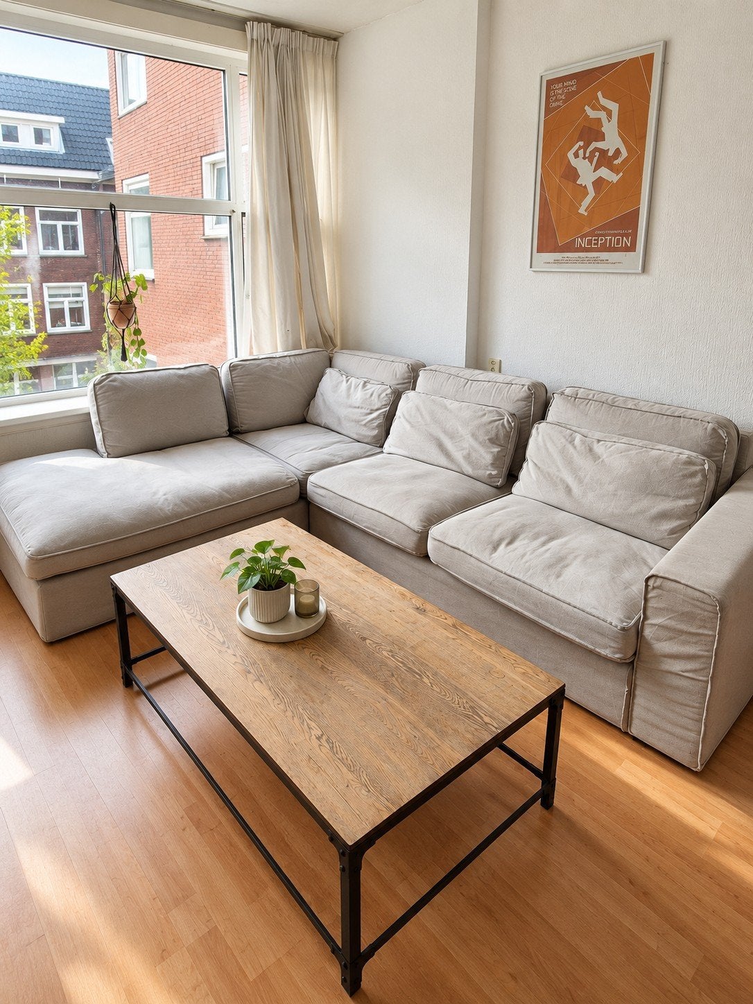 Grote hoekbank, chaise longue, hoezen wasbaar | Basic Label, Huis en Inrichting, Gebruikt, Hoekbank, 300 cm of meer, Ophalen of Verzenden