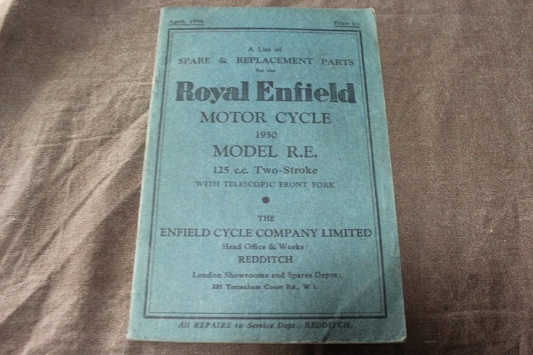 Royal Enfield model RE 125cc 1950 motorcycle parts list, Motoren, Ophalen of Verzenden, Overige merken