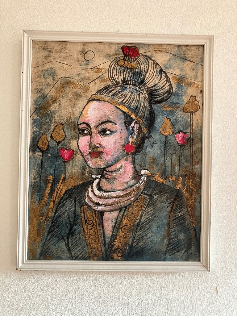 Thaise afbeelding geschilderd, Ophalen of Verzenden, Gelimiteerde oplage, Pastel, Portret