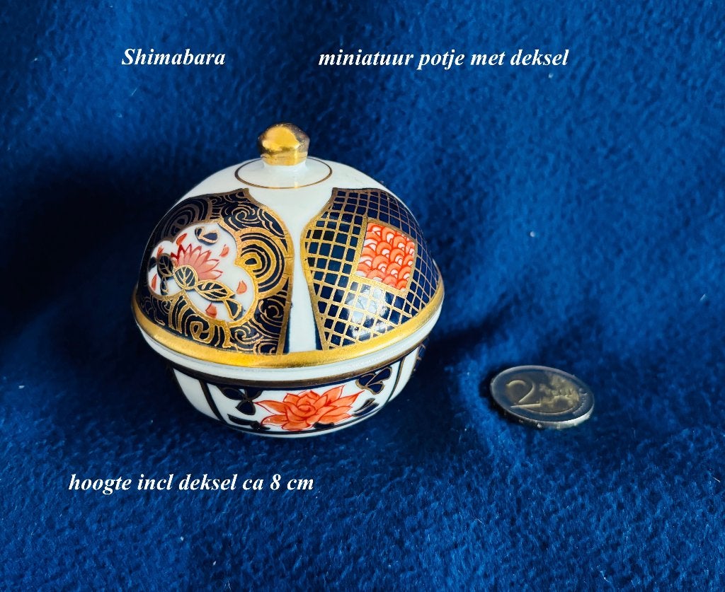 Shimabara Miniatuur Potje + deksel Japan Handpainted Gemerkt, Ophalen