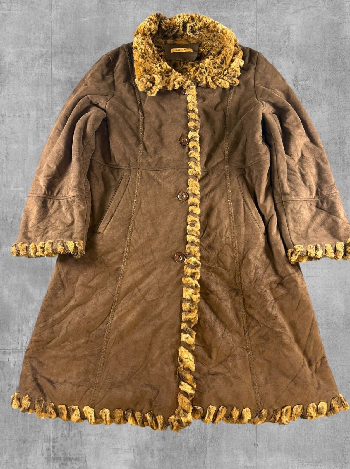 Vintage Dressing Afghaanse jas bruin dames maat XL, Bayline Vintage Trading, Bruin, Verzenden, Maat 46/48 (XL) of groter