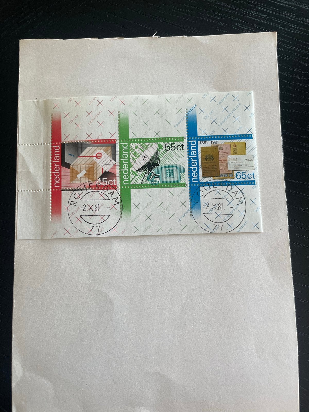Jubileumpostzegels PTT 1981 - Pakketpost, Telefonie, Spaarba, Postzegels en Munten, Postzegels | Nederland, Ophalen of Verzenden