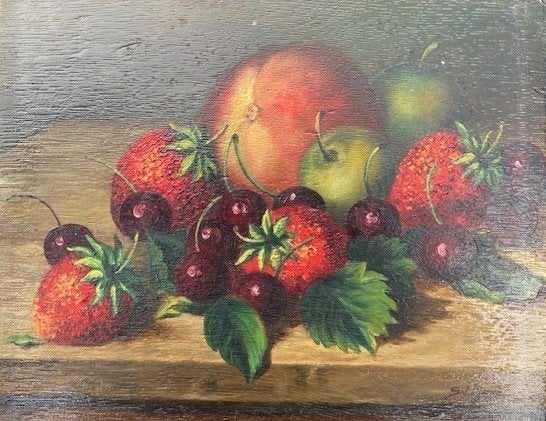Schilderij fruit op hout 22x18 cm, Ophalen of Verzenden