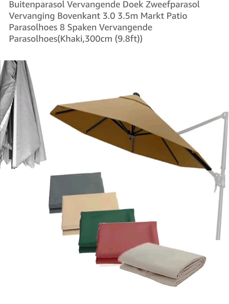 Mooi parasoldoek (Nieuw!!) - Khaki, 300cm  8 spaken, Tuin en Terras, Parasols, Ophalen of Verzenden, Nieuw, 2 tot 3 meter, Parasolhoes