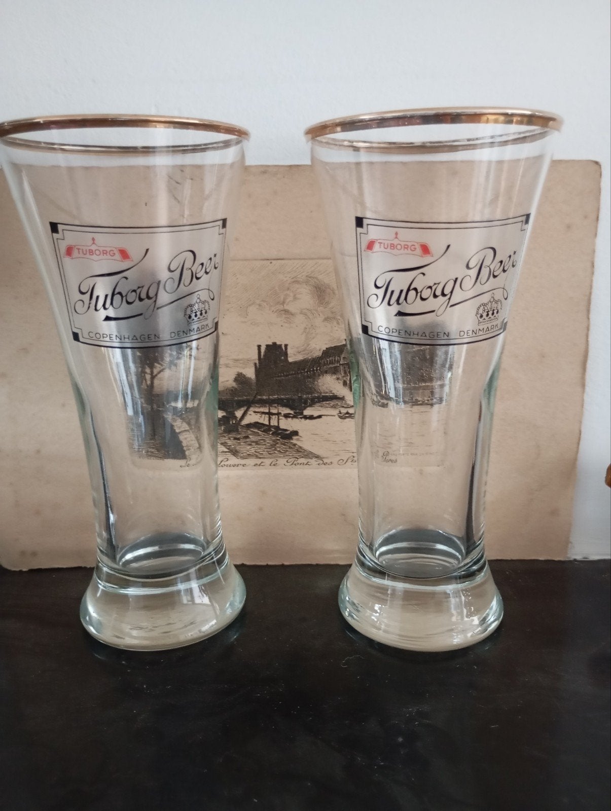 Tuborg Beer Copenhagen Denmark Glazen vintage, Verzamelen, Ophalen of Verzenden, Zo goed als nieuw, Gebruiksvoorwerp