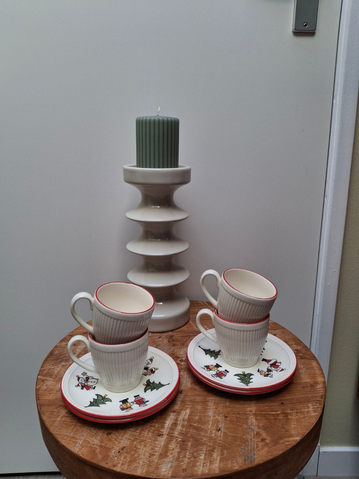 Set van 4 kop en schotels van Wedgwood Winsor Kerst servies, Ophalen of Verzenden