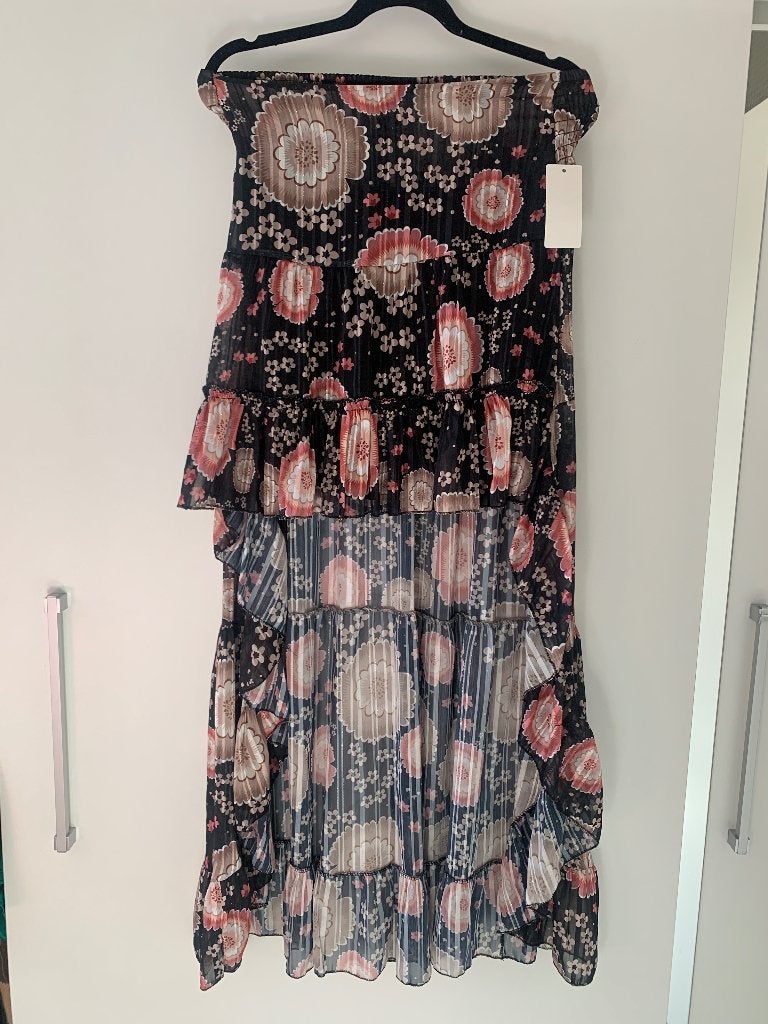 Boho ibiza balinees flower layer rok skirt bloemen mt S, Kleding | Dames, Rokken, Made in Italy, Zwart, Ophalen of Verzenden, Zo goed als nieuw