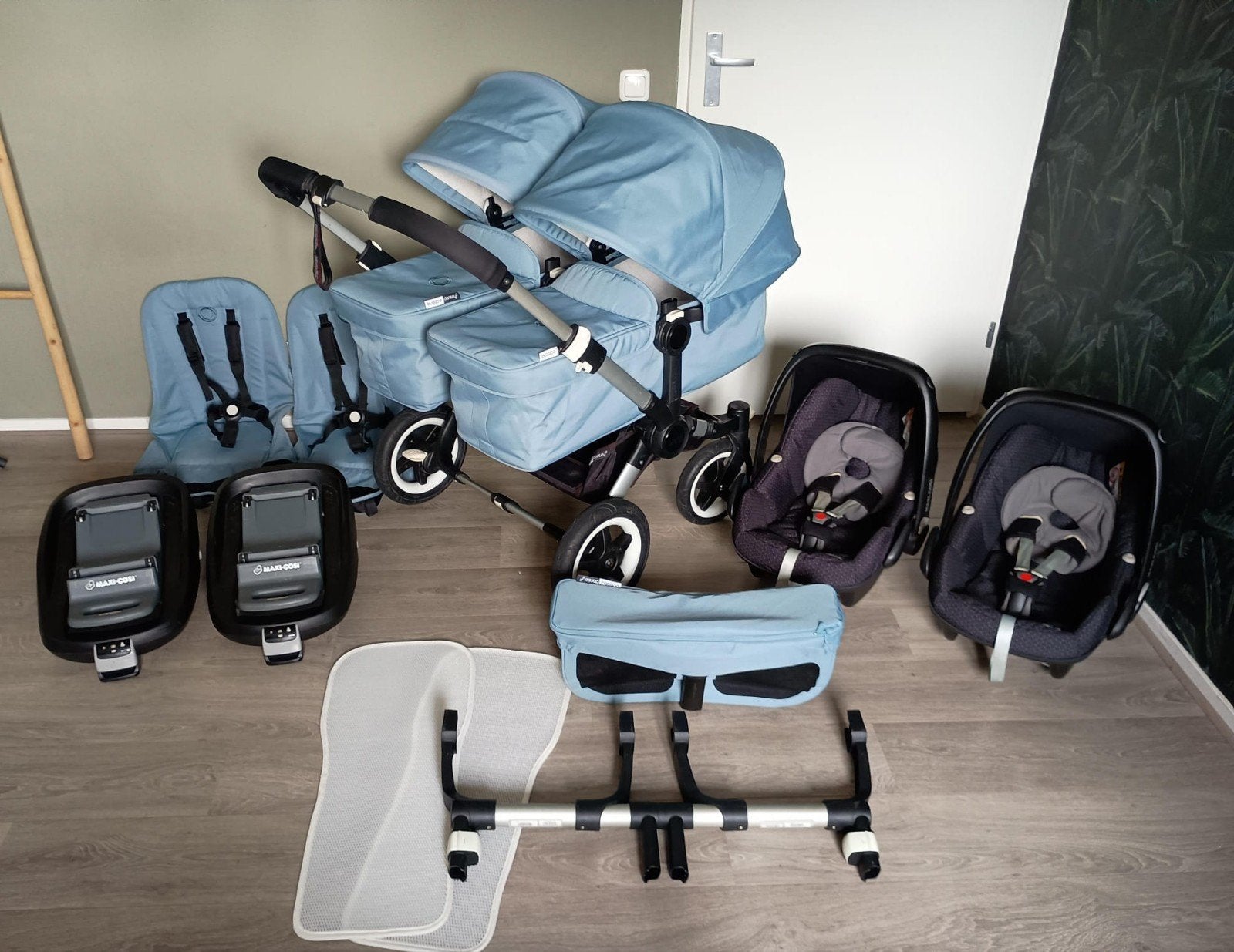 Bugaboo Donkey Tweeling | Duo | Mono Ice Blue, Ophalen, Bugaboo, Verstelbare duwstang
