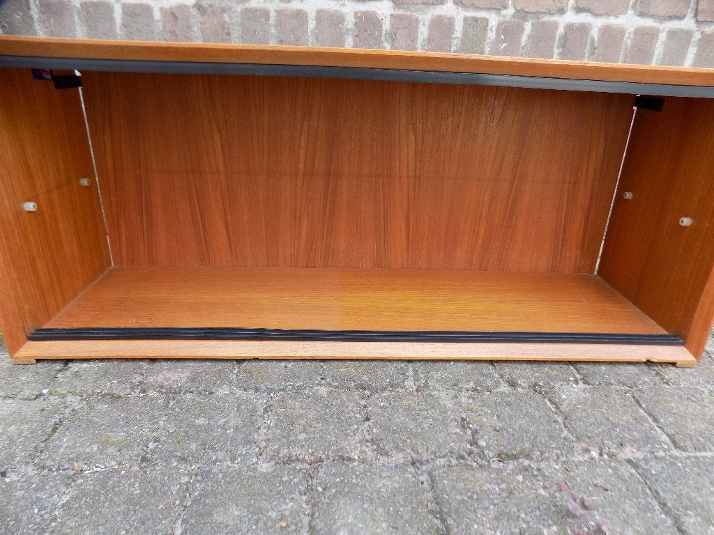 Topform wandmeubel vitrinekastje teak vintage, Ophalen, Gebruikt, Hout