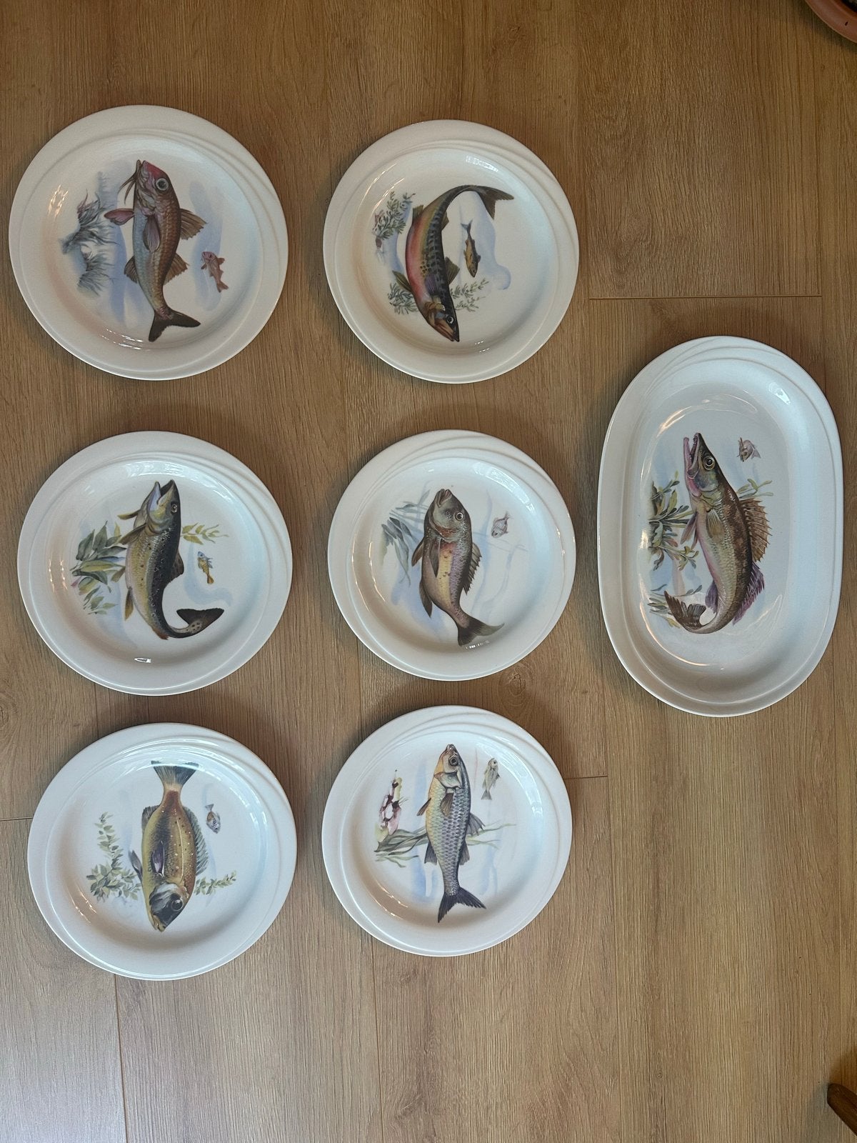 7-delig Visservies Johann Seltmann Vohenstrauss Bavaria, Ophalen of Verzenden