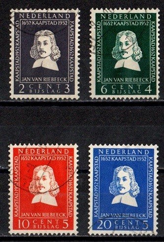 Nederland nr. 578-581 van Riebeeck-zegels 1952 gestempeld, Postzegels en Munten, Ophalen of Verzenden, Na 1940, Gestempeld
