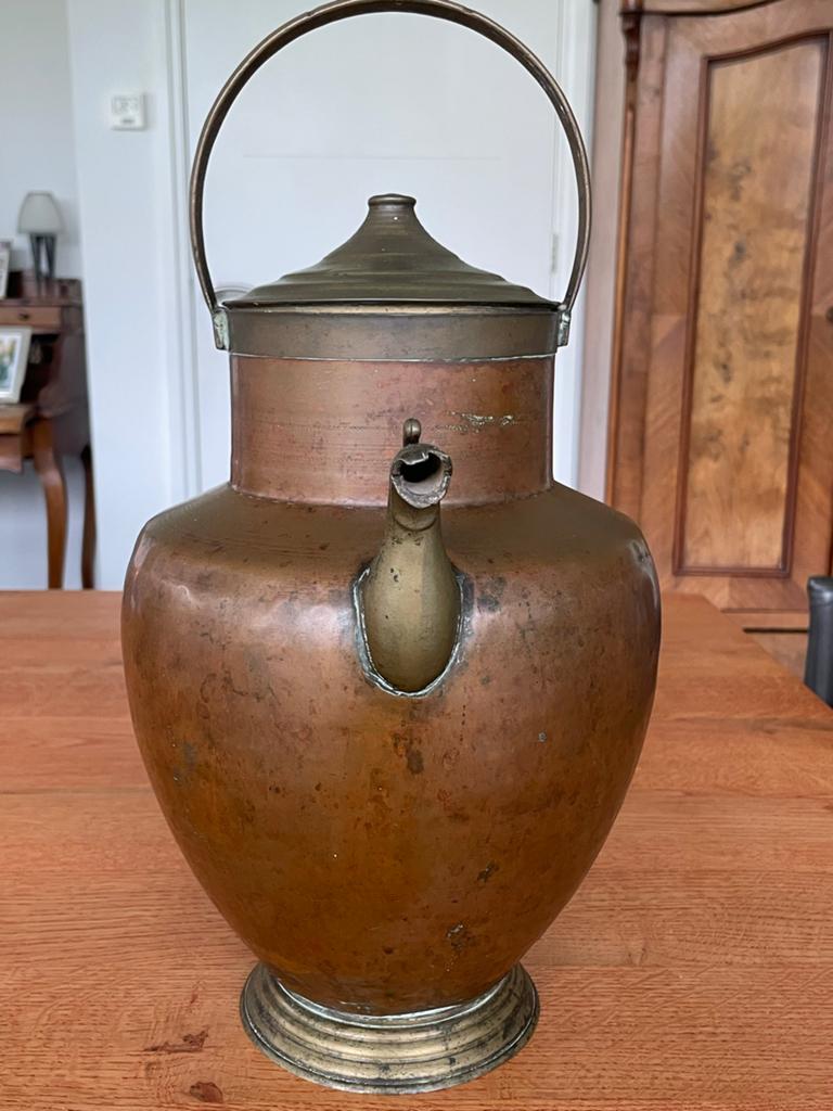 Antieke Koperen Waterkan met Vogelkop Tuit, Antiek en Kunst, Antiek | Koper en Brons, Ophalen of Verzenden, Koper
