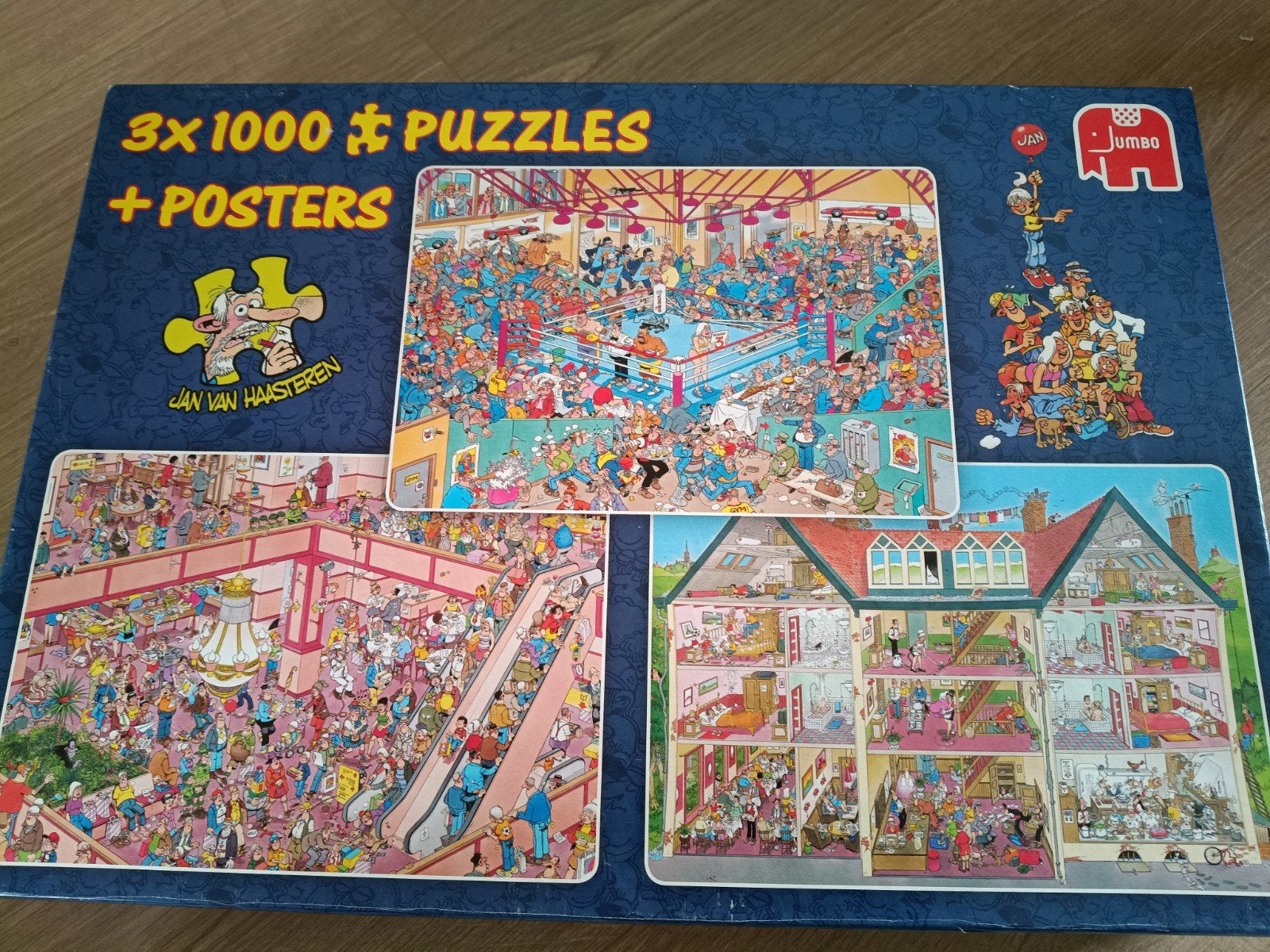 Jan van Haasteren 3x 1000 stukjes lees beschrijving, Ophalen of Verzenden, 500 t/m 1500 stukjes, Gebruikt, Legpuzzel