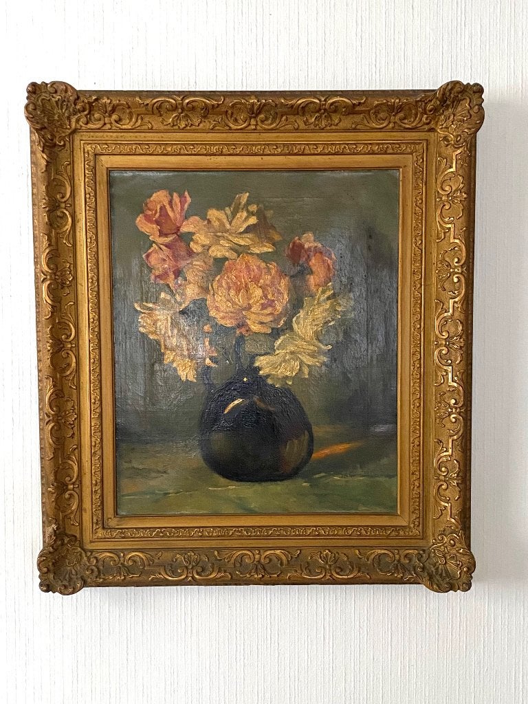 Oud Schilderij bloemen in vaas J.B. Sijthoff van Rijswijk, Ophalen