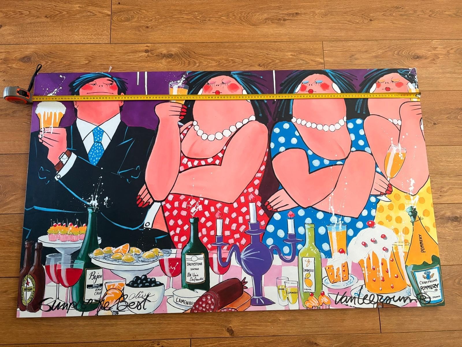 Modern Schilderij 'Simply the Best' van Van Teerzoom, Antiek en Kunst, Ophalen of Verzenden, Gesigneerd, Textiel, Figuren