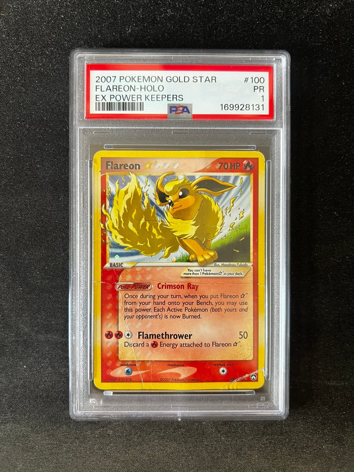 Flareon 100 Gold Star Pokemon Kaart PSA 1, Ophalen of Verzenden, Nieuw, Losse kaart, Foil