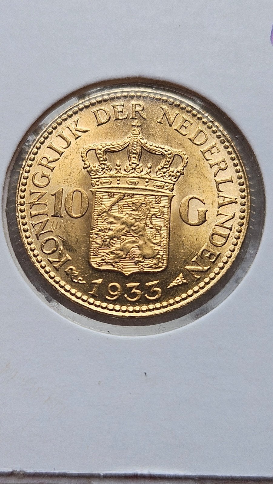 gouden tientje 1933, Postzegels en Munten, Ophalen of Verzenden, Koningin Wilhelmina, 10 gulden, Goud