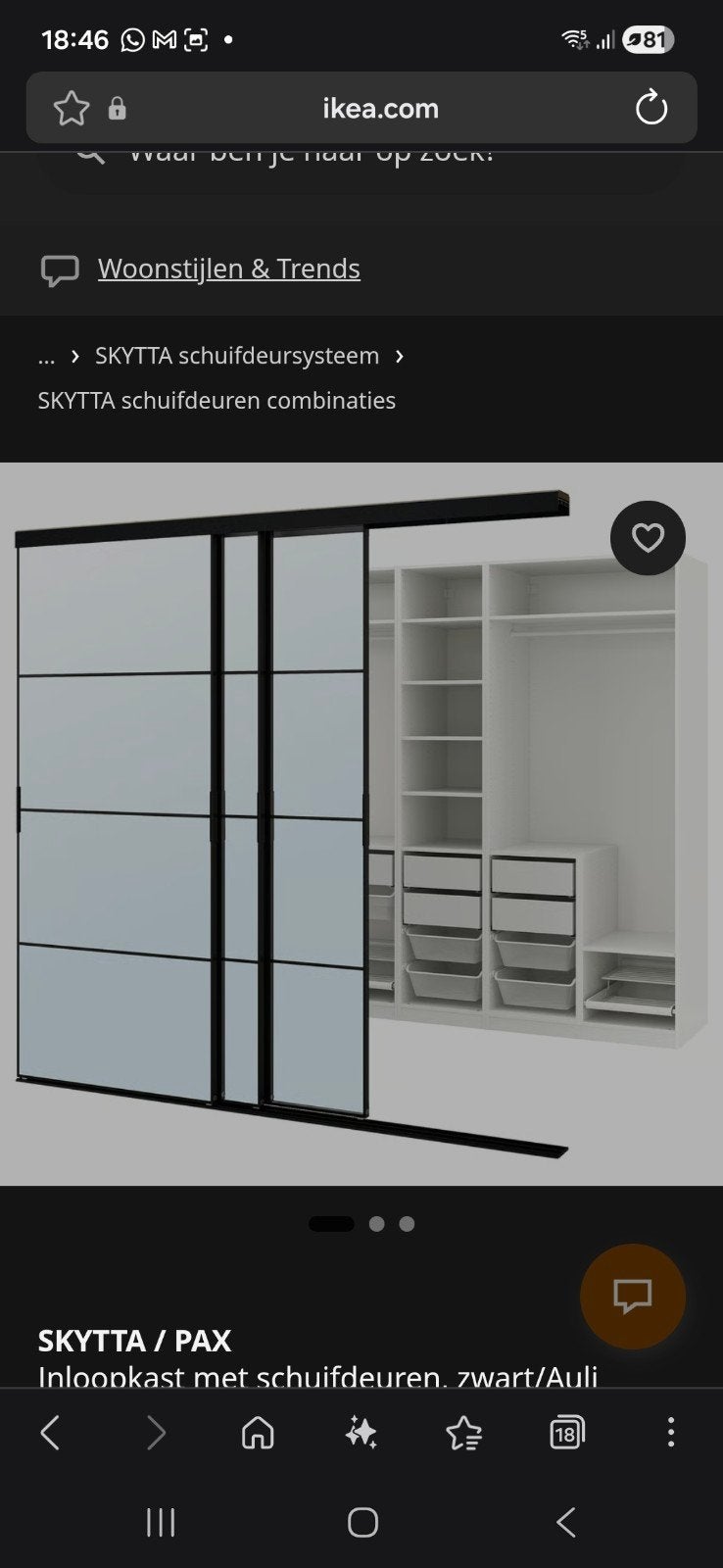 Ikea Pax schuifdeurpanelen wit melkglas met boom motief, Ophalen of Verzenden, Gebruikt, Glas, Met deur(en)