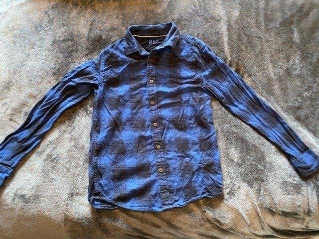 WE Fashion blauw geruite blouse, maat 158/164, Overhemd of Blouse, Ophalen of Verzenden, Zo goed als nieuw, Jongen