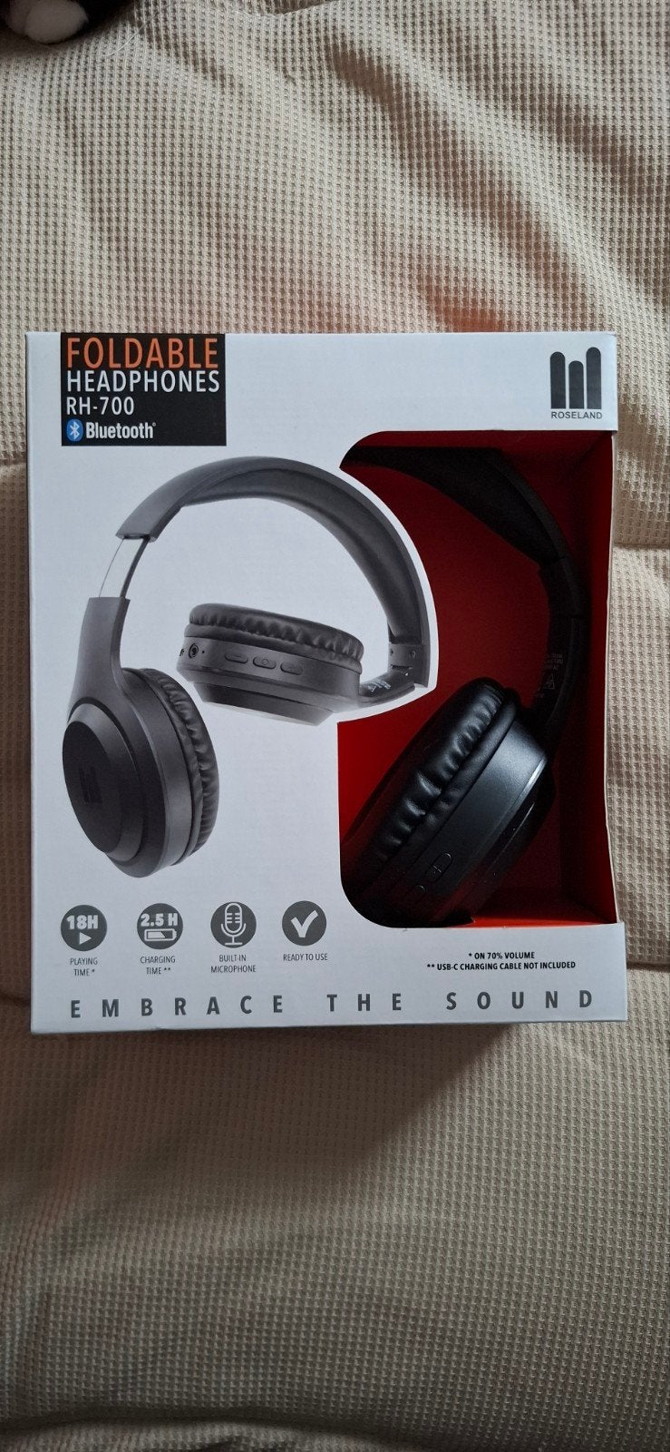 Roseland RH-700 Foldable Bluetooth Hoofdtelefoon - Nieuw, Nieuw, Draadloos, Over-ear, Zwart